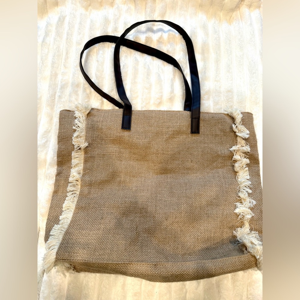 NWOT Hakuna Matata Tan and Black Canvas Tote Bag - Picture 2 of 5